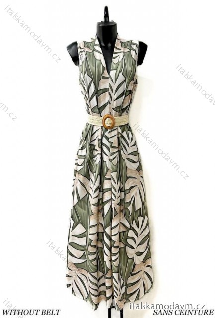 Šaty dlhé elegantné bez rukávov dámske (38/40 ONE SIZE) TALIANSKA MÓDA IMPES249289-3 zelená khaki 