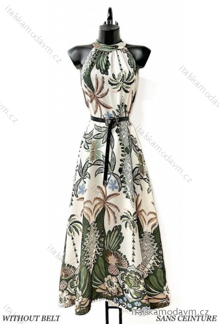 Šaty dlouhé elegantní bez rukávu dámské (38/40 ONE SIZE) ITALSKÁ MÓDA IMPES248119 zelená khaki 38/40