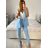 Súprava elegantné sako a nohavice dámske (S/M/L ONE SIZE) TALIANSKA MÓDA IMWCP24142/DUR -   svetlo modrá -   M / L