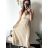Šaty dlhé elegantné letné šifónové bez rukávov dámske (S/M ONE SIZE) TALIANSKA MÓDA IMD22324/DUR S/M béžová