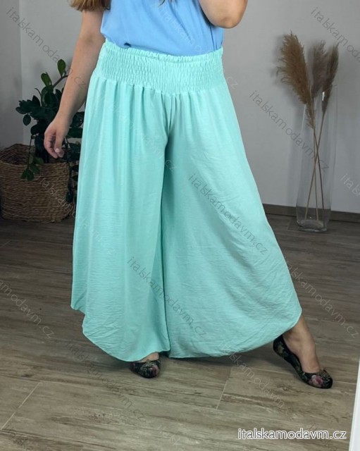 Kalhoty harémky letní dlouhé dámské (48/50 ONE SIZE) ITALSKÁ MÓDA IM424423/DR 48/50 modrá mintova
