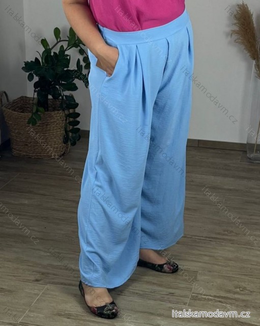 Nohavice letní dlhé dámske nadrozmer (50/52/54 ONE SIZE) TALIANSKA MóDA IM424FUGON/DUR sv. modrá 50/52