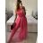 Šaty tilové elegantní bez rukávů dámské (S/M ONE SIZE) ITALSKÁ MÓDA IMM22Q52235A/UL růžová neon