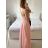 Šaty dlhé elegantné spoločenské bez rukávu dámske (S/M ONE SIZE) TALIANSKA MÓDA IMPSH223623/DUR tmavo ružová