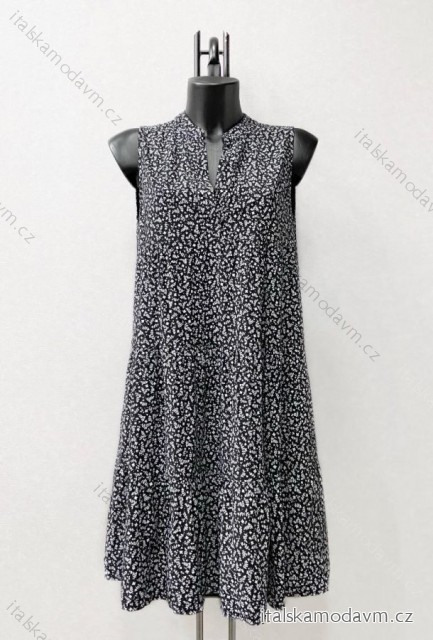 Šaty letní bez rukávu dámské (38/40 ONE SIZE) ITALSKÁ MÓDA IMPES2427932 Černá 38/40