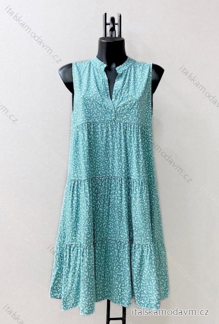 Šaty letní bez rukávu dámské (38/40 ONE SIZE) ITALSKÁ MÓDA IMPES2427932 zelená olivová 
