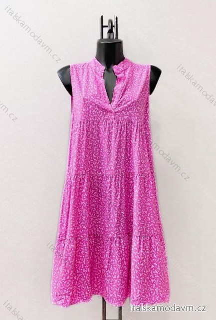 Šaty letní bez rukávu dámské (38/40 ONE SIZE) ITALSKÁ MÓDA IMPES2427932 růžová fuchsiová 