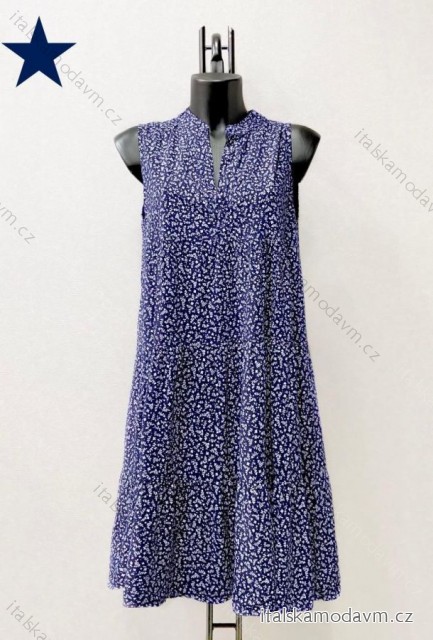 Šaty letní bez rukávu dámské (38/40 ONE SIZE) ITALSKÁ MÓDA IMPES2427932 tmavo modrá 