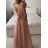 Šaty dlhé spoločenské elegantné bez rukávov dámske (S/M ONE SIZE) TALIANSKA MÓDA IMPSH233584/DU sv. růžová S/M