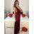 Šaty dlhé spoločenské na ramienka dámske (S/M ONE SIZE) TALIANSKA MÓDA IMPSH245192/DUR vínová S/M
