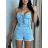 Overal riflový cez prsia krátky dámsky (S/M ONE SIZE) TALIANSKA MÓDA IMM24M8759
