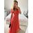 Šaty spoločenské elegantný krátky rukáv dámske (S/M ONE SIZE) TALIANSKA MÓDA IMPSH223589L/DUR - fialová - S/M