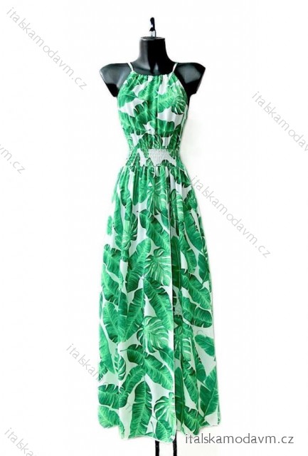 Šaty dlouhé elegantní bez rukávu dámské (S/M ONE SIZE) ITALSKÁ MÓDA IMPES24CARINA11 zelená S / M