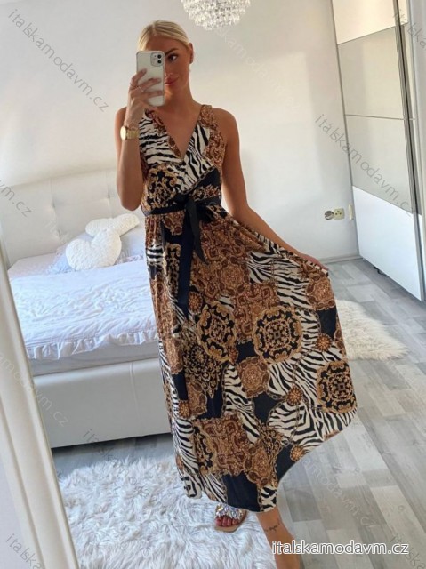 Šaty dlhé letné icecool bez rukávov dámske (S/M/L ONE SIZE) TALIANSKA MÓDA IMM23M2132-14/DU