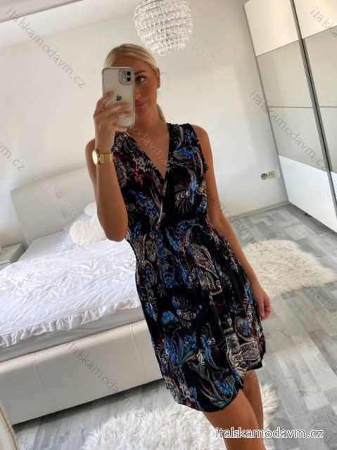 Šaty letní icecool bez rukávu dámské (M/L, XL/2XL) AINUOSI ITALSKÁ MODA IMB22819/DU XL/2XL Černá