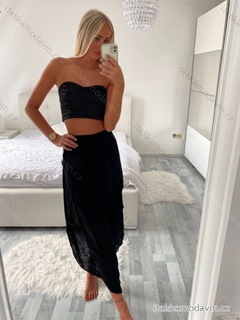 Nohavice dlhé letné dámske (S/M/L/XL ONE SIZE) TALIANSKA MODA IM424182/DU L/XL čierna