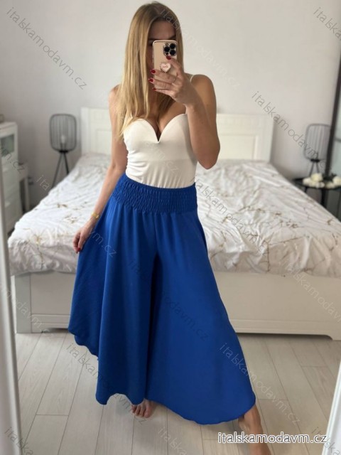 Nohavice harémky letné dlhé dámske (S/M/L ONE SIZE) TALIANSKA MÓDA IM424402 modrá královská S / M