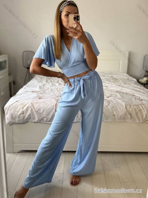 Souprava letní top a kalhoty dámské (S/M ONE SIZE) ITALSKá MóDA IM324150/DU -   světle modrá -   S/M
