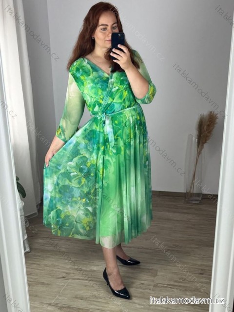 Šaty dlhé šifónové dlhý rukáv dámske nadrozmer (44/46 ONE SIZE) TALIANSKA MÓDA IMWEC24092-1/DUR