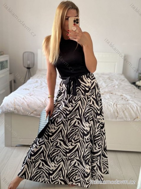 Šaty dlouhé letní bez rukávu dámské (S/M ONE SIZE) ITALSKÁ MÓDA IMM23M3667/DUR