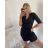 Šaty elegantný dlhý rukáv dámske (S/M ONE SIZE) TALIANSKA MÓDA IMHMS23095/DUR černá S/M