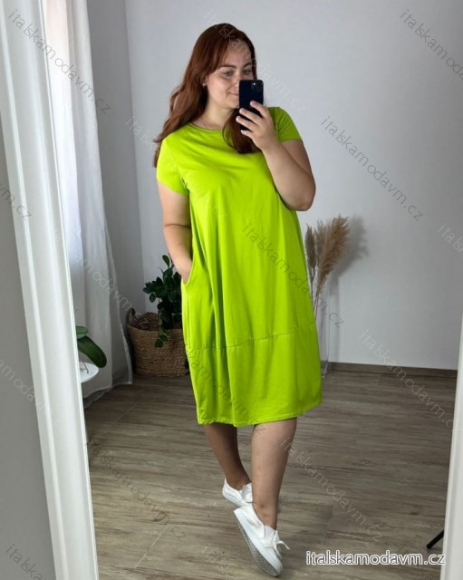 Šaty oversize letné kratký rukáv dámske nadrozmer (52/54 ONE SIZE) TALIANSKA MÓDA IMWT24079/DU