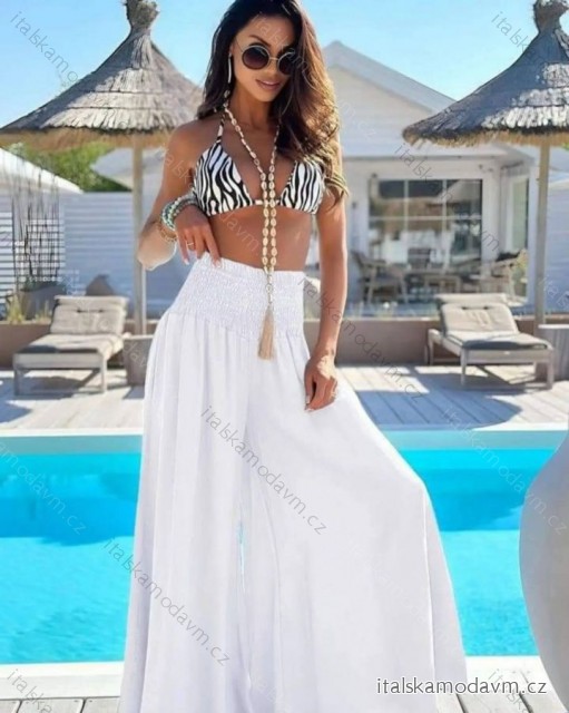 Kalhoty letní oversize dlouhé dámské (S/M/L ONE SIZE) ITALSKÁ MÓDA IMWBH24097/DU -   bílá -   M/L