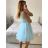 Šaty krátke spoločenské bez rukávu dámske (S/M ONE SIZE) TALIANSKA MÓDA IMPSH24C19801/DU S / M svetlo modrá