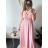 Šaty dlouhé elegantní letní s rukávem s volánky dámské (S/M ONE SIZE) ITALSKÁ MÓDA IM423LAILA Černá