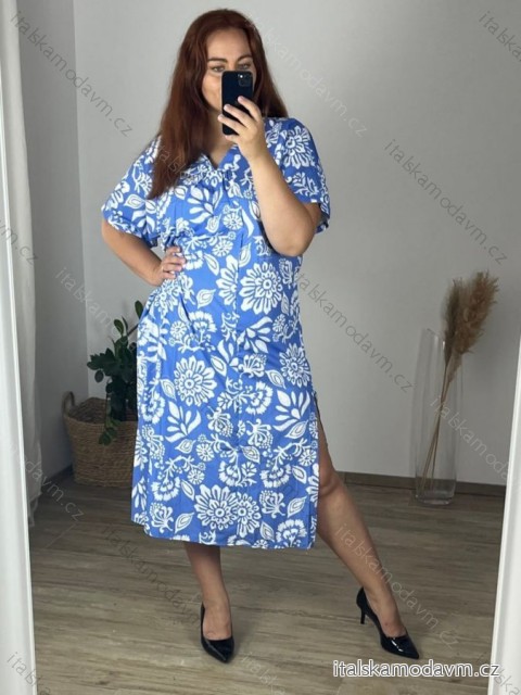 Šaty letné dlhé krátkym rukávom dámske (M/L, XL/2XL) B.LIFE MÓDA BLI246623/DR -   modrá -   XL/2XL