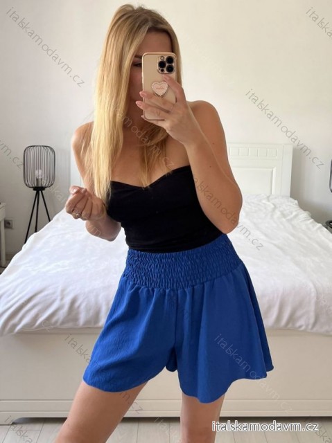 Kraťasy šortky oversize letné dámske nadrozmer (S/M/L ONE SIZE) TALIANSKA MODA IMD24225/DUR - modrá kráľovská - S/M