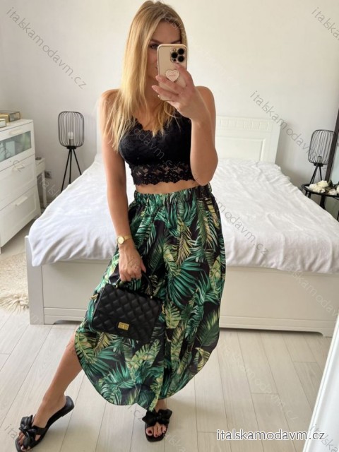 Nohavice harémky letné dlhé dámske (S/M ONE SIZE) TALIANSKA MÓDA IMM239535UNVZ-5/DUR -   tmavo zelená -   S / M