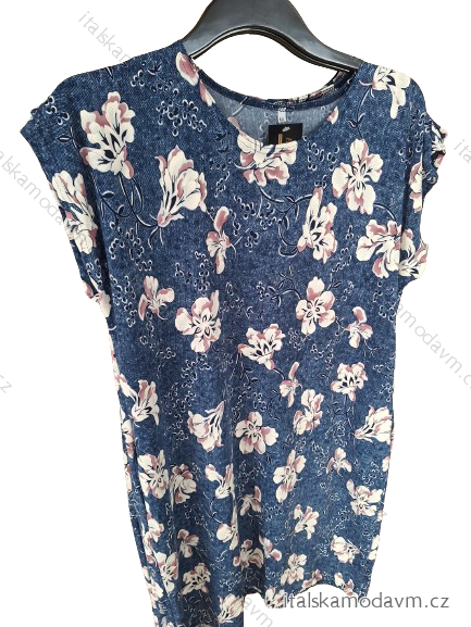 Šaty krátky rukáv dámske nadrozmerné (L-3XL) POLSKÁ MÓDA PMF23KVET/DU