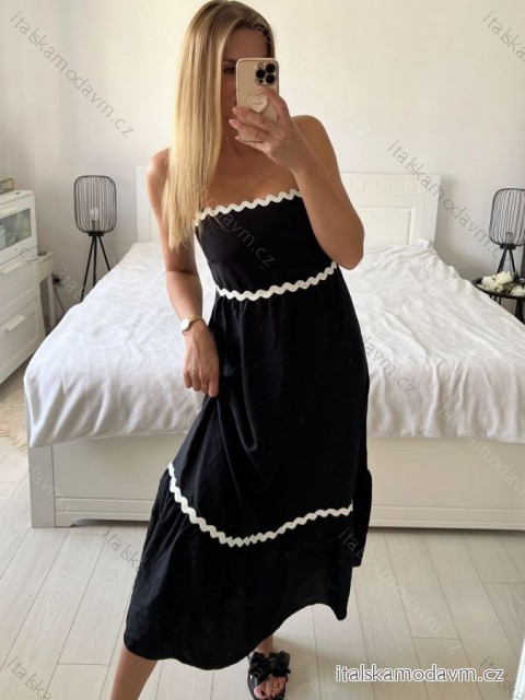 Šaty dlouhé elegantní na ramínka dámské (S/M ONE SIZE) ITALSKÁ MÓDA IMPES2480060/DUR -   Černá -   S/M