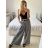 Kalhoty dlouhé oversize elegantní s páskem dámské (S/M/L ONE SIZE) ITALSKá MODA IM3244008/DU -   Černá -   M/L