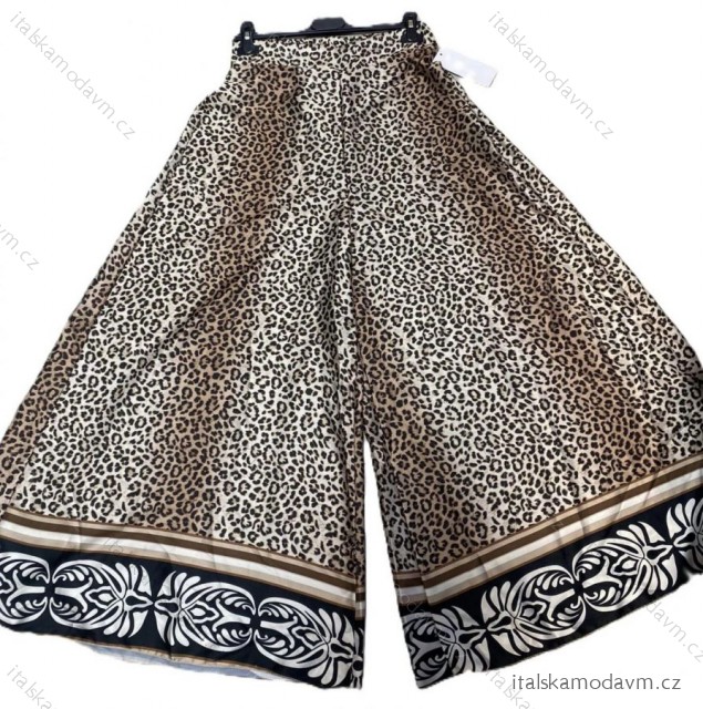 Nohavice dlhé letný satén leopard dámske (S/M/L ONE SIZE) TALIANSKA MÓDA IMM24M9501/DU