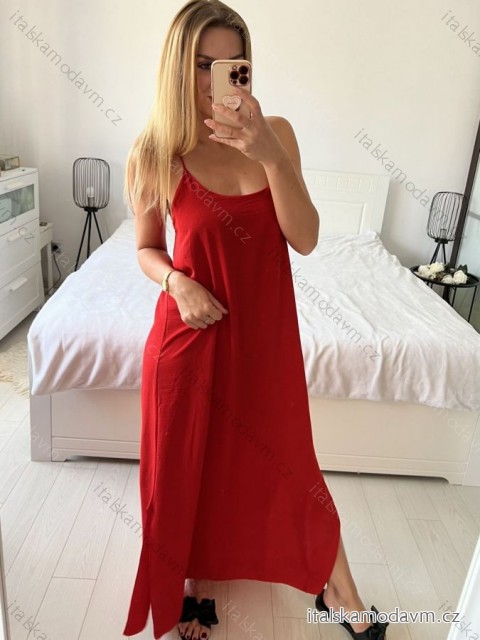 Šaty dlouhé elegantní na ramínka dámské (38/40 ONE SIZE) ITALSKÁ MÓDA IMPES24LONG/DU -   Černá -   M/L