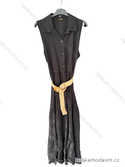 Šaty letné dlhé košeľové bez rukávov dámske (S/M ONE SIZE) TALIANSKA MÓDA IMM24M10879/DU