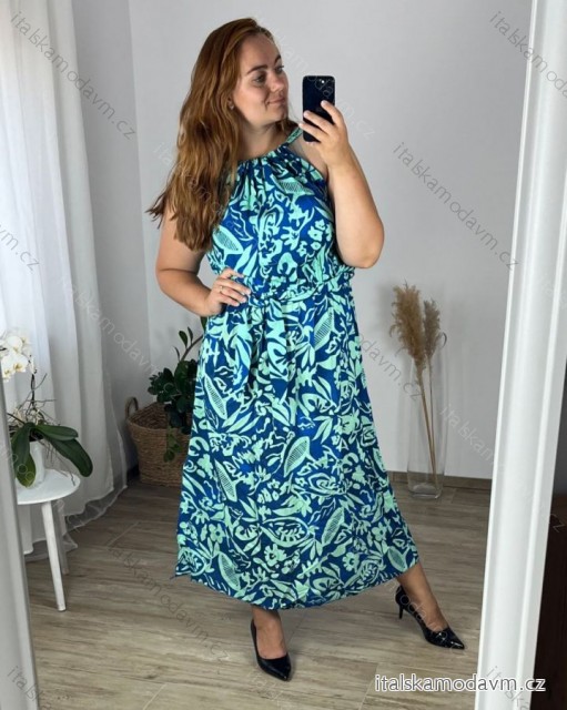 Šaty dlhé letné bez rukávu dámske nadrozmer (46/48/50 ONE SIZE) TALIANSKA MÓDA IMWEC24165-1/DUR