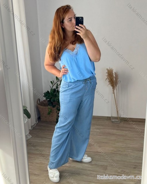 Nohavice letní dlhé dámske nadrozmer (46/48 ONE SIZE) TALIANSKA MóDA IM424VERONNA/DR