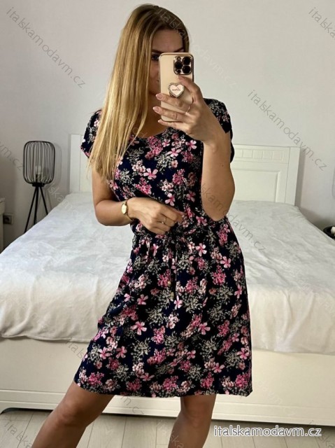 Šaty letné krátké bez rukávov dámske (M/L, XL/2XL, 2XL/3XL) IMB24M8-2212/DUR -   tmavo modrá -   M / L