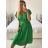Šaty letné krátky rukáv dámske (S/M ONE SIZE) TALIANSKA MóDA IMM24M9228/DU -   zelená
 -   S / M