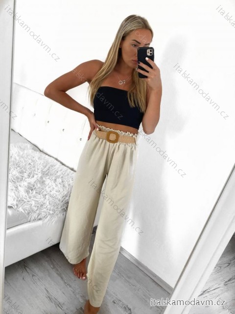 Nohavice letné dlhé voľné s opaskom dámske (S/M ONE SIZE) TALIANSKA MÓDA IMPLI236388