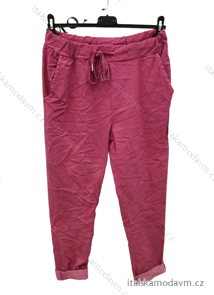 Kalhoty letní dlouhé strečové dámské (S/M ONE SIZE) ITALSKÁ MÓDA IMPLI238115/DUR -   tmavě růžová -   S/M
