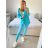 Sako elegantný dlhý rukáv dámske (S/M ONE SIZE) TALIANSKA MÓDA IMPLI228760/DU -   tyrkysová -   S / M