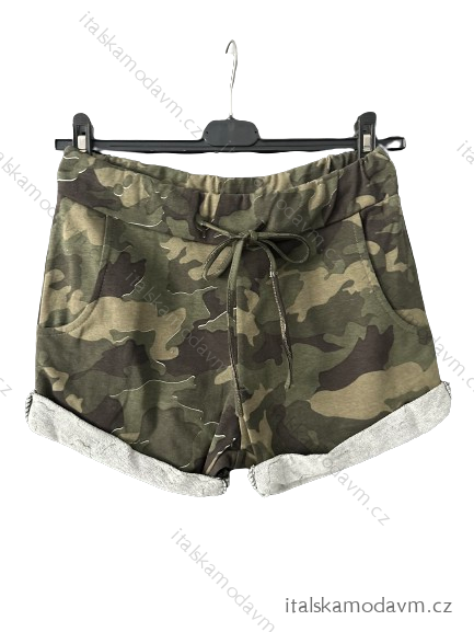Kraťasy šortky letní dámské  (S/M  one size) ITALSKÁ MODA IMD21261/DUR S/M maskáčová