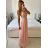 Šaty dlouhé společenské bez rukávu dámské (S/M ONE SIZE) ITALSKÁ MÓDA IMPSH2420019/DU -   růžová -   S/M/L