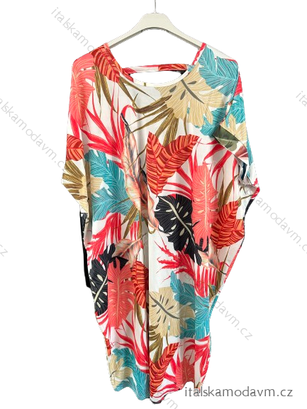 Šaty krátký rukáv dámské nadrozměrné (L-6XL) Polská Móda PMF24SUMMER-1/DR 5XL červená