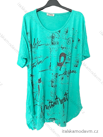 Tunika krátký rukáv dámská nadrozměr (54/56 ONE SIZE) TURECKÁ MODA TM921101-1/DUR  tyrkysová