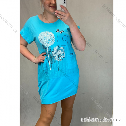 Šaty letné krátky rukáv dámske (2XL / 3XL ONE SIZE) TALIANSKÁ MÓDA IMN21009/DR
